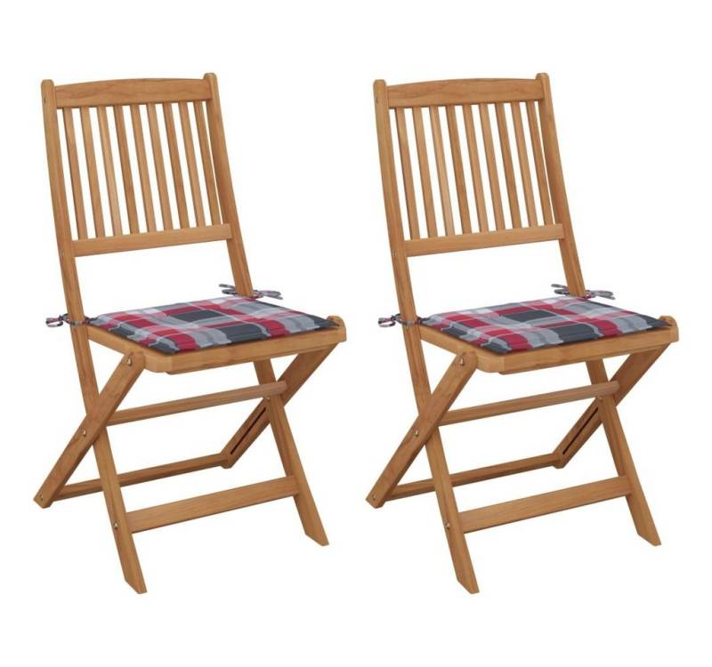 furnicato Gartenstuhl Klappbare Gartenstühle 2 Stk. mit Kissen Massivholz Akazie (1 St) von furnicato