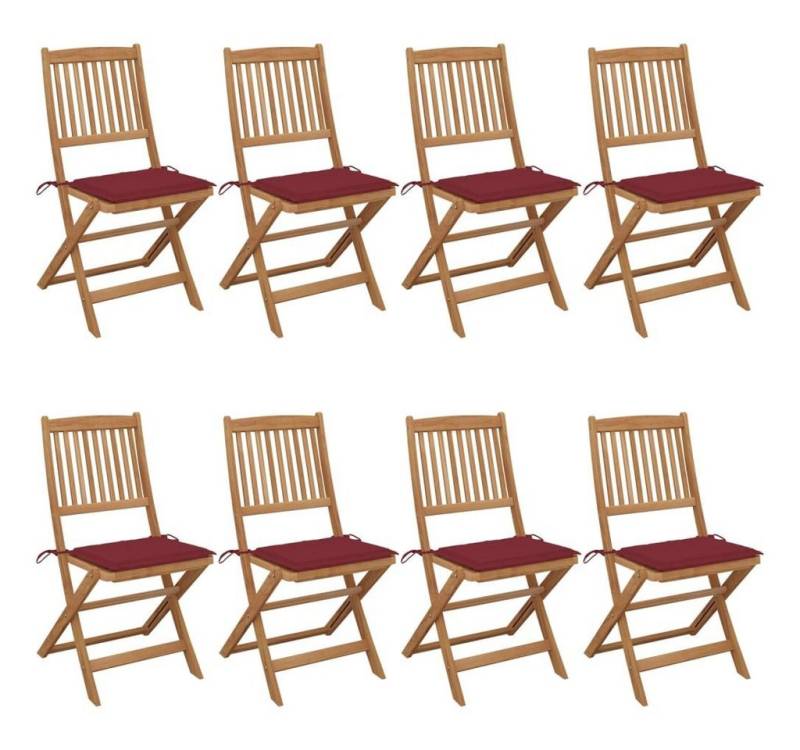 furnicato Gartenstuhl Klappbare Gartenstühle 8 Stk. mit Kissen Massivholz Akazie (1 St) von furnicato