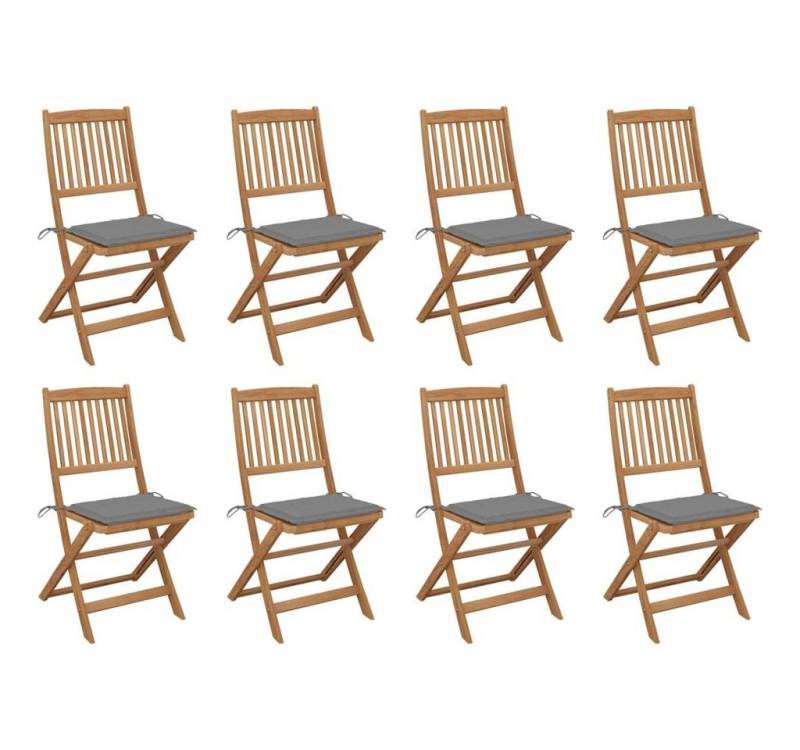 furnicato Gartenstuhl Klappbare Gartenstühle mit Kissen 8 Stk. Massivholz Akazie (1 St) von furnicato