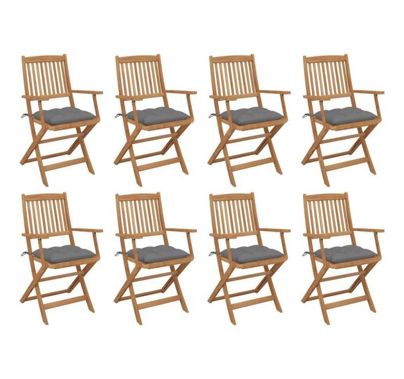 furnicato Gartenstuhl Klappbare Gartenstühle mit Kissen 8 Stk. Massivholz Akazie (1 St) von furnicato