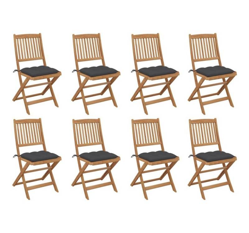furnicato Gartenstuhl Klappbare Gartenstühle mit Kissen 8 Stk. Massivholz Akazie (1 St) von furnicato