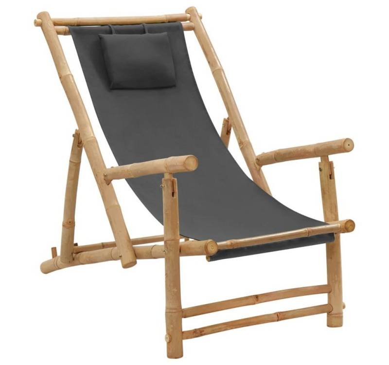 furnicato Klappstuhl Liegestuhl Bambus und Canvas Dunkelgrau (1 St) von furnicato