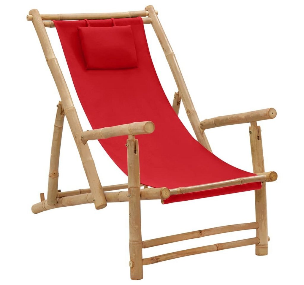 furnicato Klappstuhl Liegestuhl Bambus und Canvas Rot (1 St) von furnicato