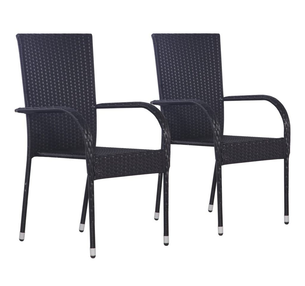 furnicato Gartenstuhl Stapelbare Gartenstühle 2 Stk. Poly Rattan Schwarz von furnicato