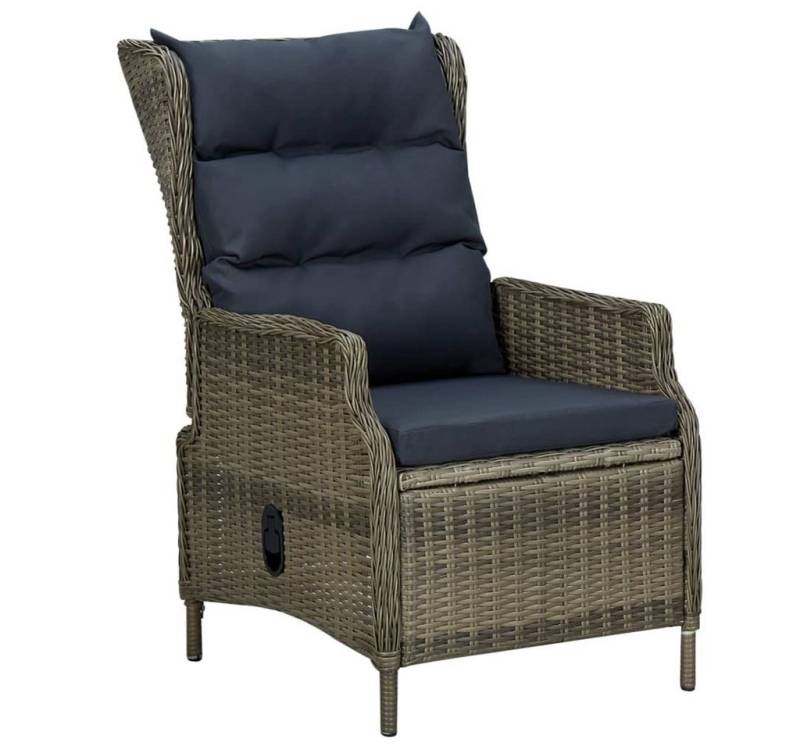 furnicato Gartenstuhl Verstellbarer Gartensessel mit Auflagen Poly Rattan Braun (1 St) von furnicato