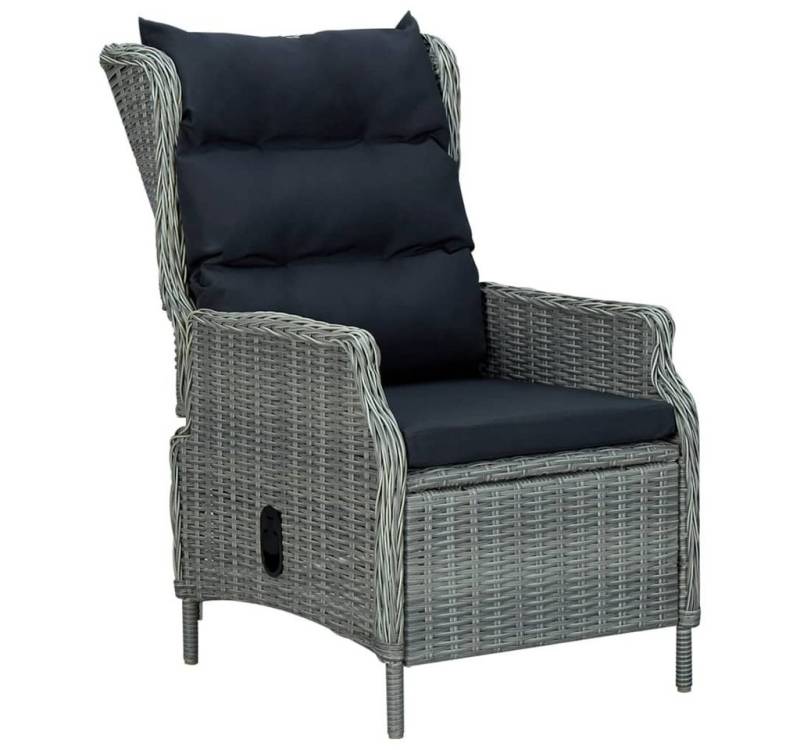 furnicato Gartenstuhl Verstellbarer Gartensessel mit Auflagen Poly Rattan Hellgrau (1 St) von furnicato