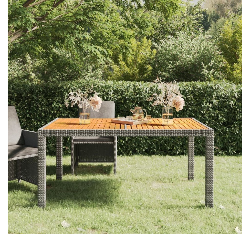 furnicato Gartentisch 150x90x75 cm Poly Rattan und Akazienholz Grau von furnicato