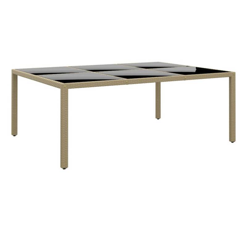 furnicato Gartentisch 200x150x75 cm Hartglas und Poly Rattan Beige (1-St) von furnicato