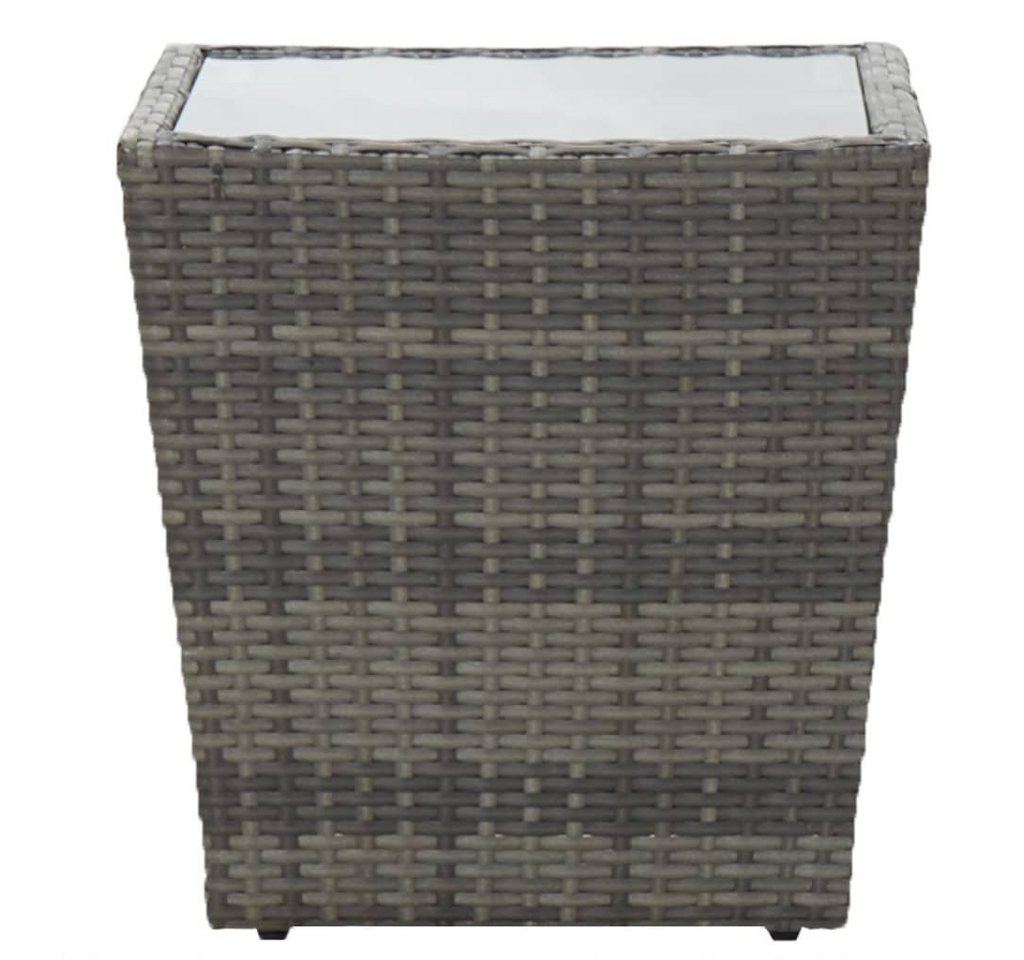 furnicato Gartentisch Beistelltisch Grau 41,5x41,5x43 cm Poly Rattan und Hartglas (1-St) von furnicato