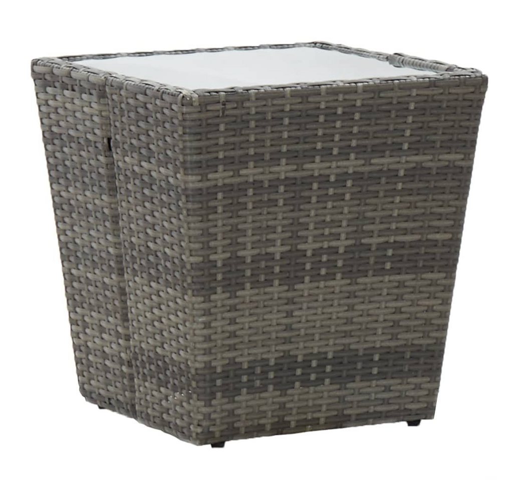 furnicato Gartentisch Beistelltisch Grau 41,5x41,5x43 cm Poly Rattan und Hartglas von furnicato