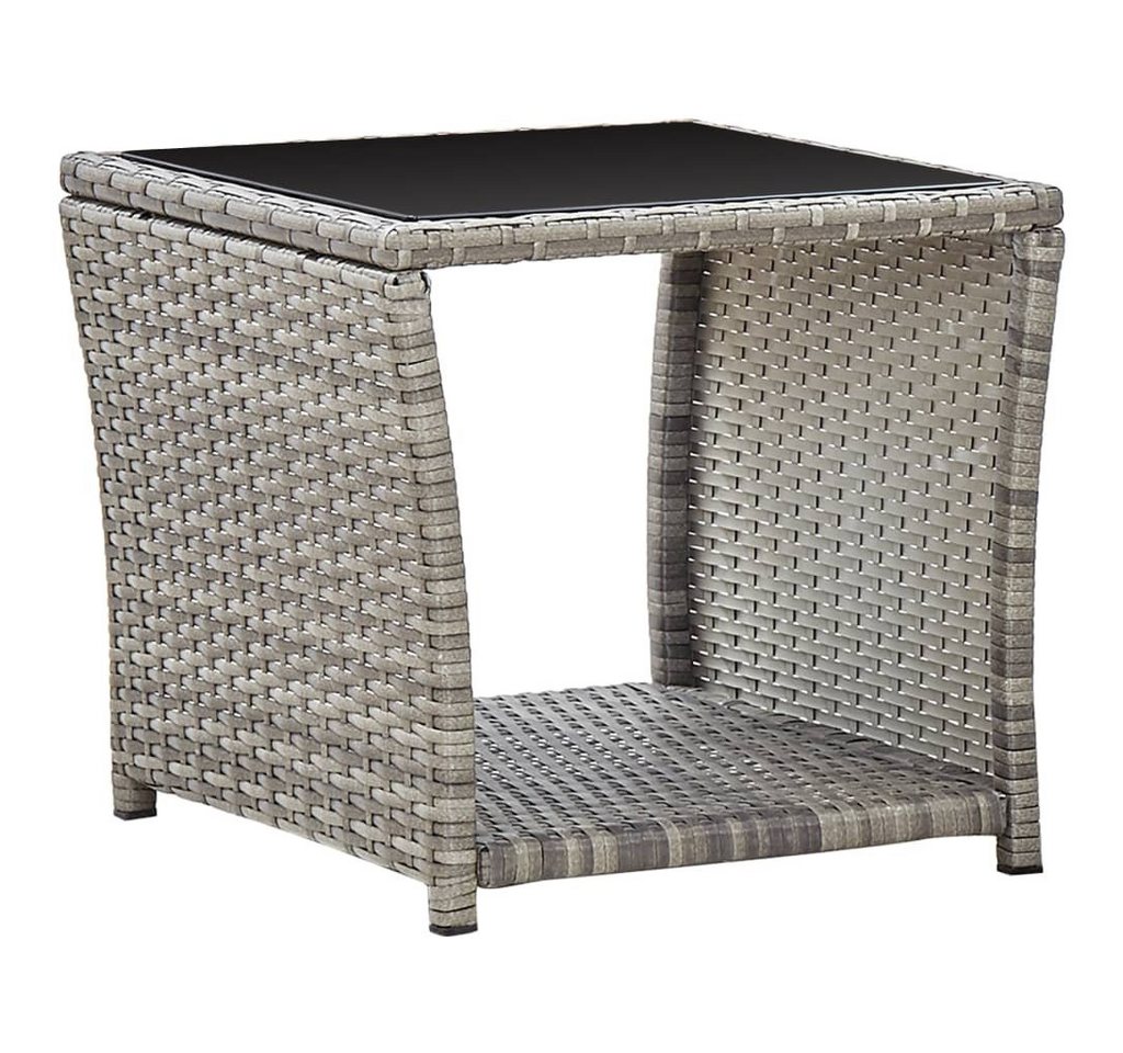 furnicato Gartentisch Couchtisch Grau 45 x 45 x 40 cm Poly Rattan und Glas von furnicato