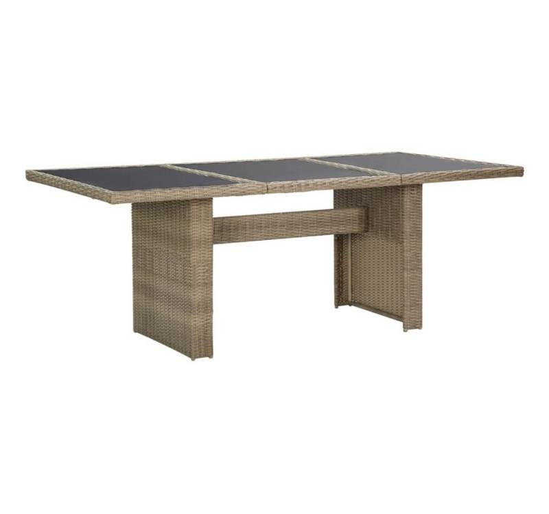 furnicato Gartentisch Garten-Esstisch Braun 200x100x74 cm Glas und Poly Rattan (1-St) von furnicato