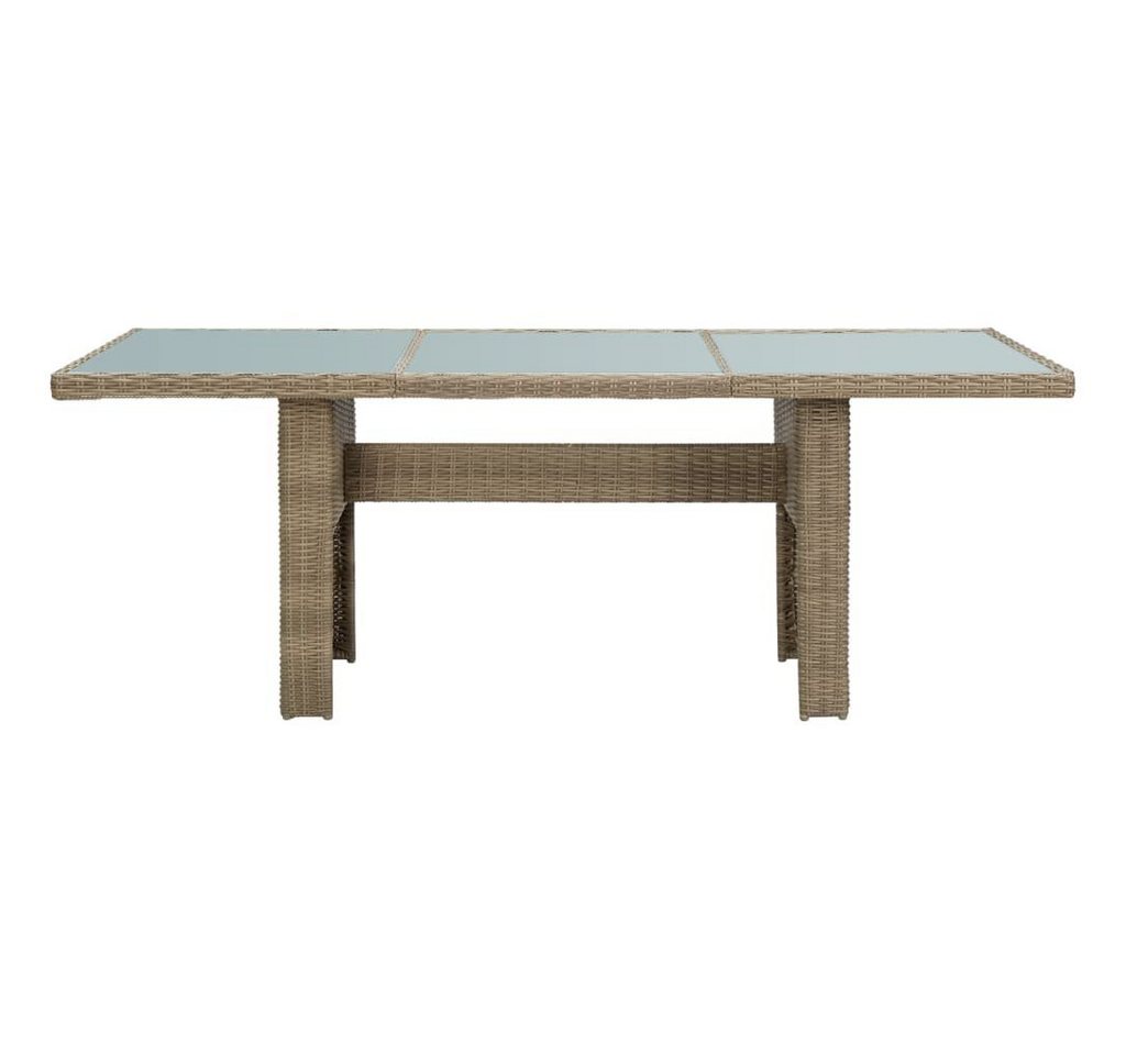 furnicato Gartentisch Garten-Esstisch Braun 200x100x74 cm Glas und Poly Rattan (1-St) von furnicato