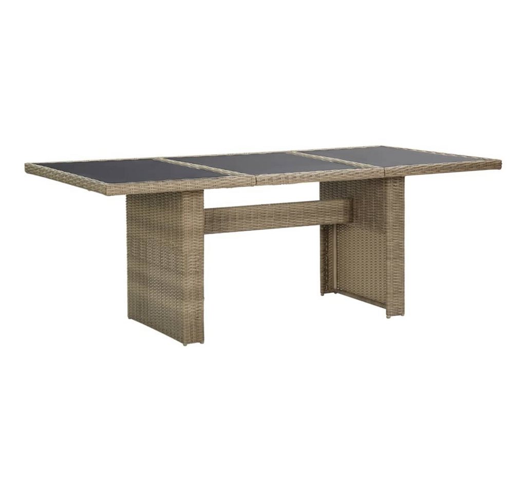furnicato Gartentisch Garten-Esstisch Braun 200x100x74 cm Glas und Poly Rattan (1-St) von furnicato