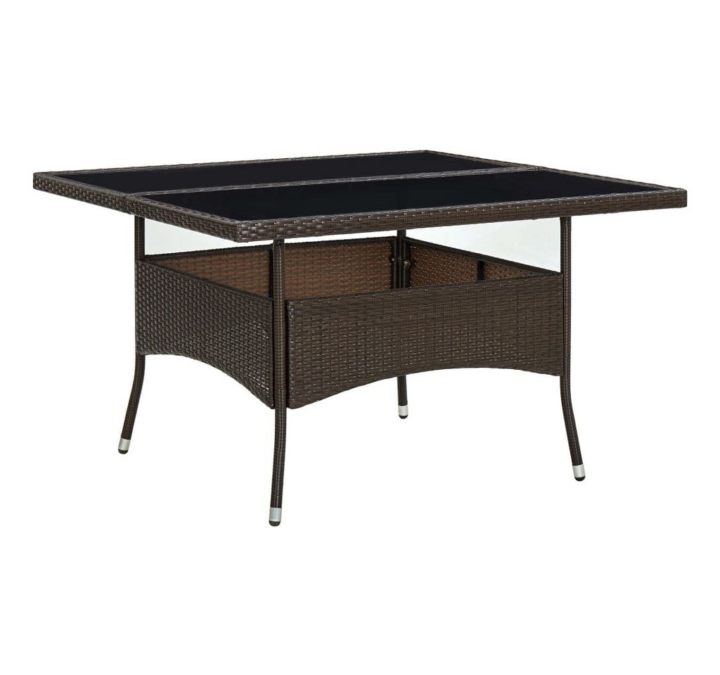 furnicato Gartentisch Garten-Esstisch Braun Poly Rattan und Glas (1-St) von furnicato