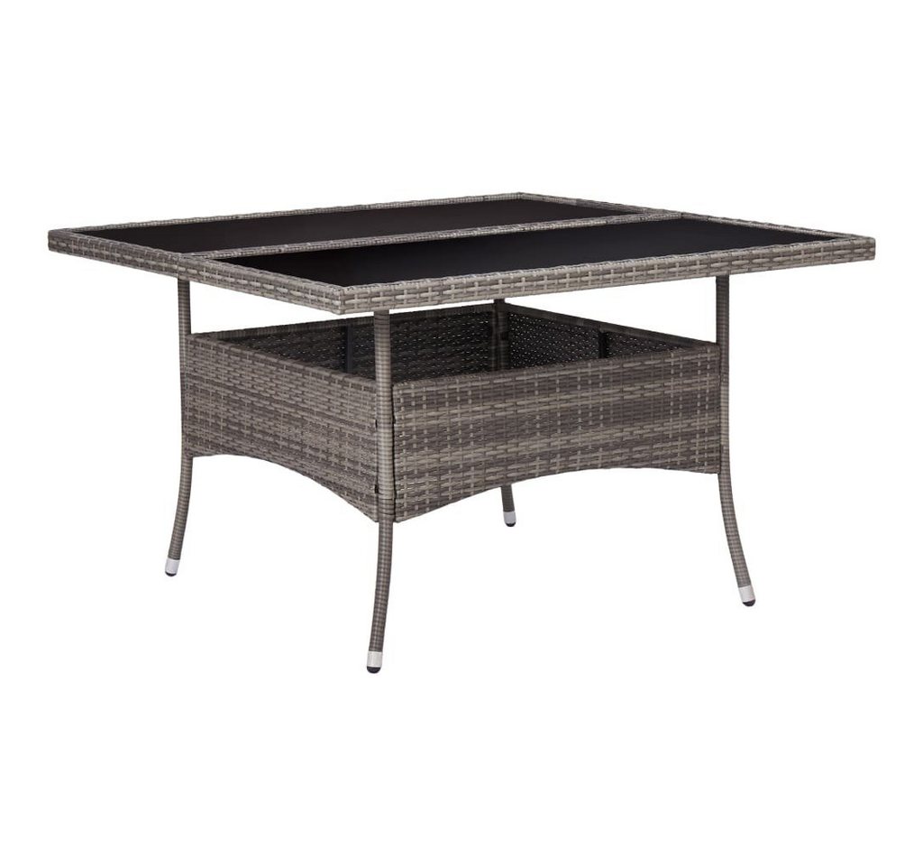 furnicato Gartentisch Garten-Esstisch Grau Poly Rattan und Glas (1-St) von furnicato