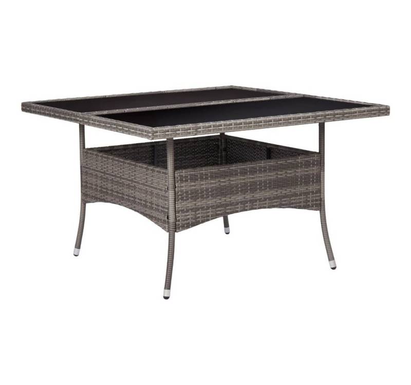 furnicato Gartentisch Garten-Esstisch Grau Poly Rattan und Glas (1-St) von furnicato