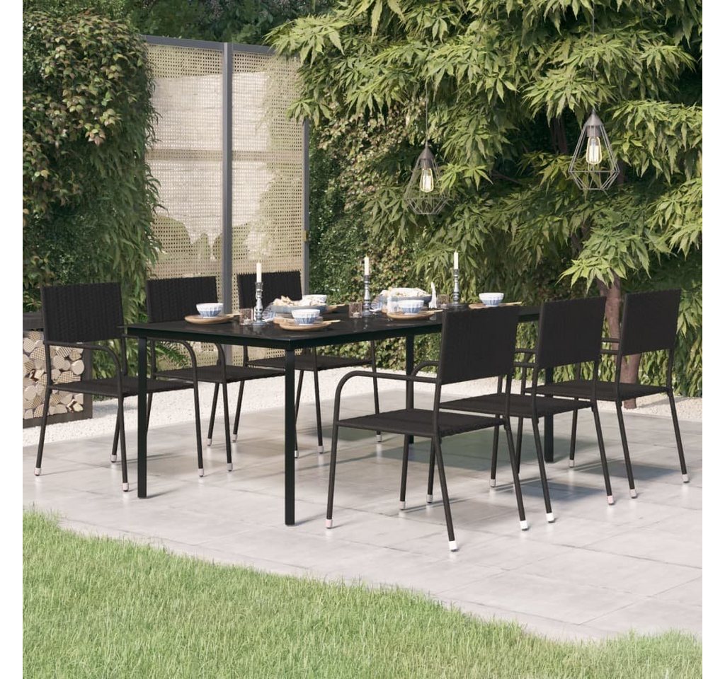 furnicato Gartentisch Garten-Esstisch Schwarz 200x100x74 cm Stahl und Glas von furnicato