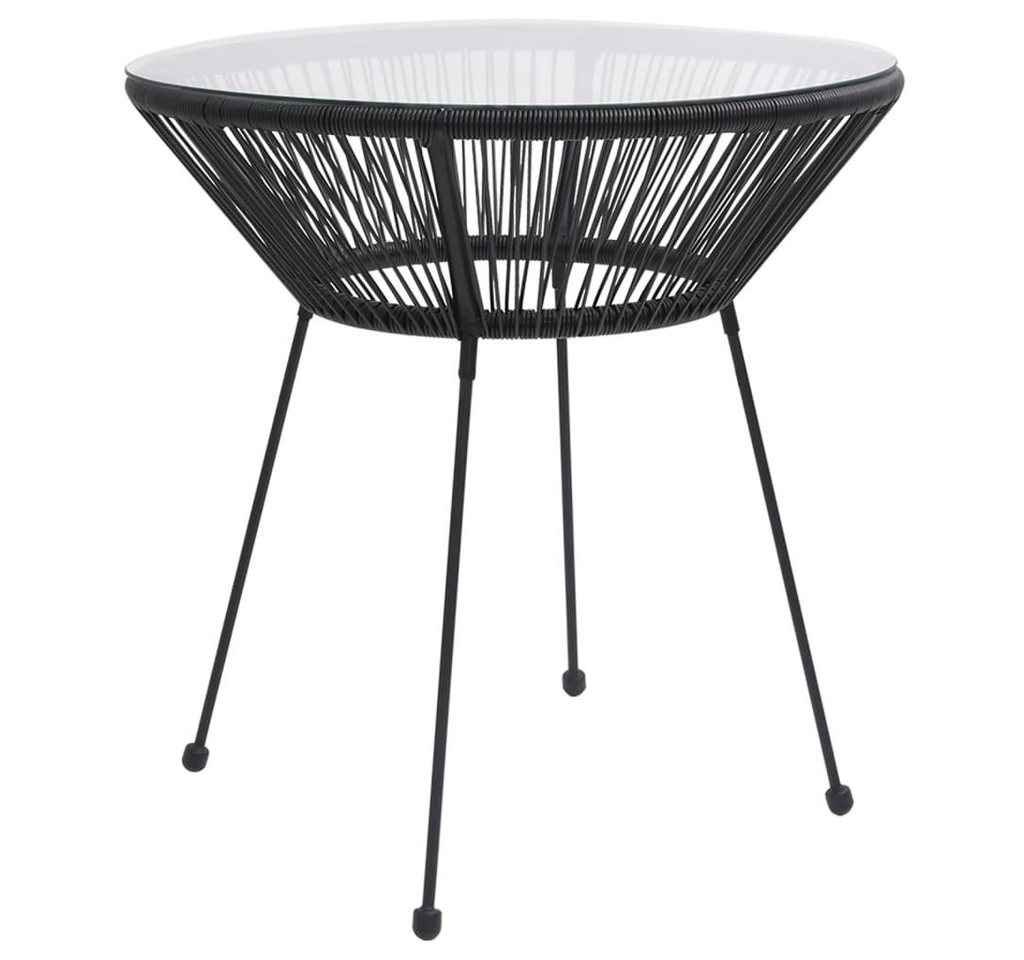 furnicato Gartentisch Garten-Esstisch Schwarz Ø70x74 cm Rattan und Glas von furnicato