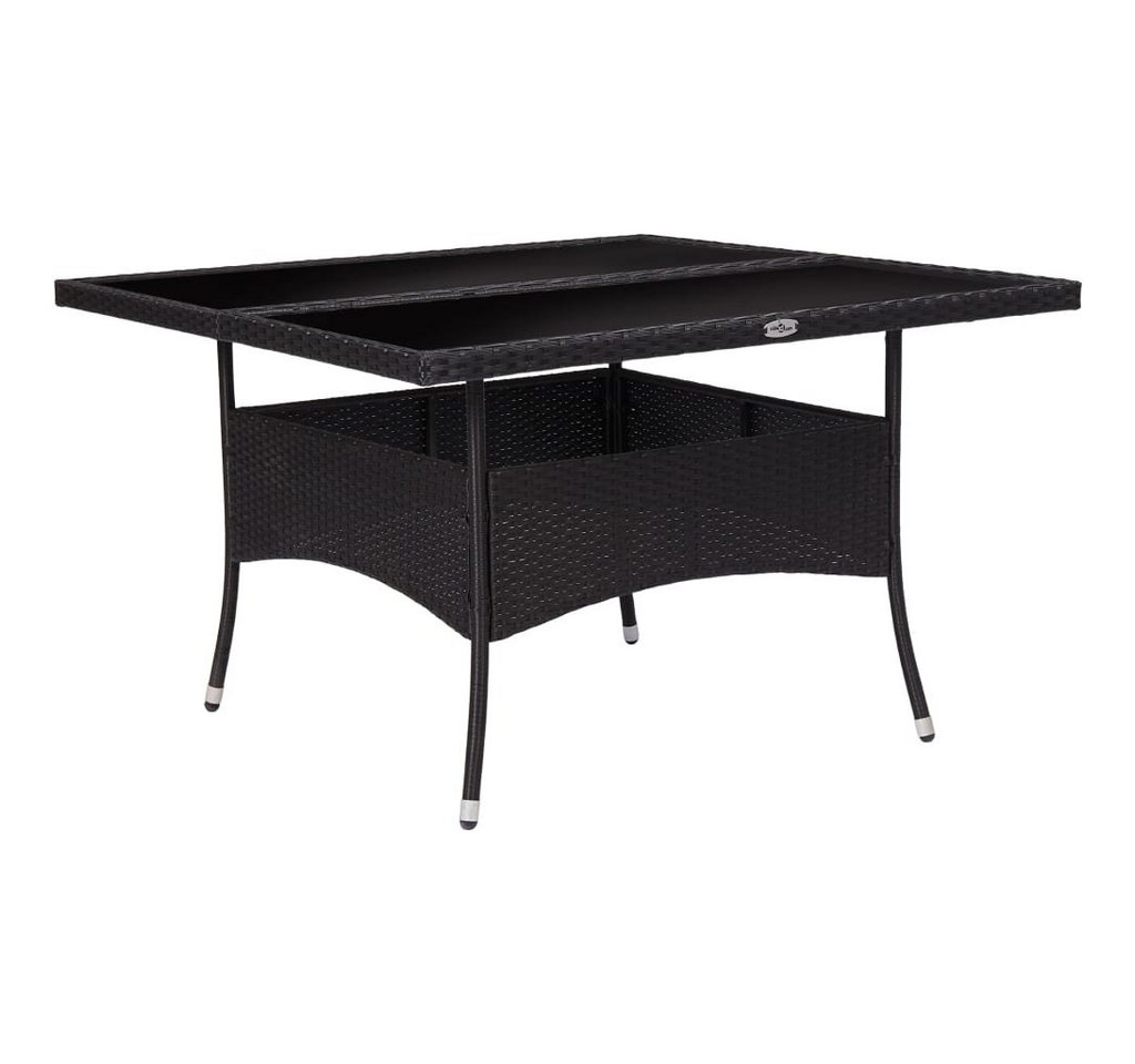 furnicato Gartentisch Garten-Esstisch Schwarz Poly Rattan und Glas (1-St) von furnicato