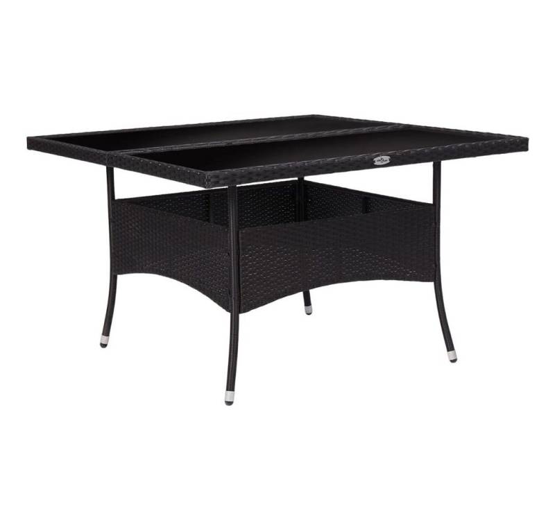 furnicato Gartentisch Garten-Esstisch Schwarz Poly Rattan und Glas (1-St) von furnicato