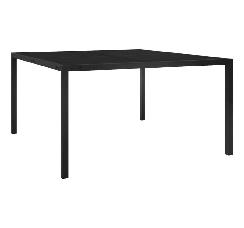 furnicato Gartentisch 130x130x72 cm Schwarz Stahl und Glas von furnicato