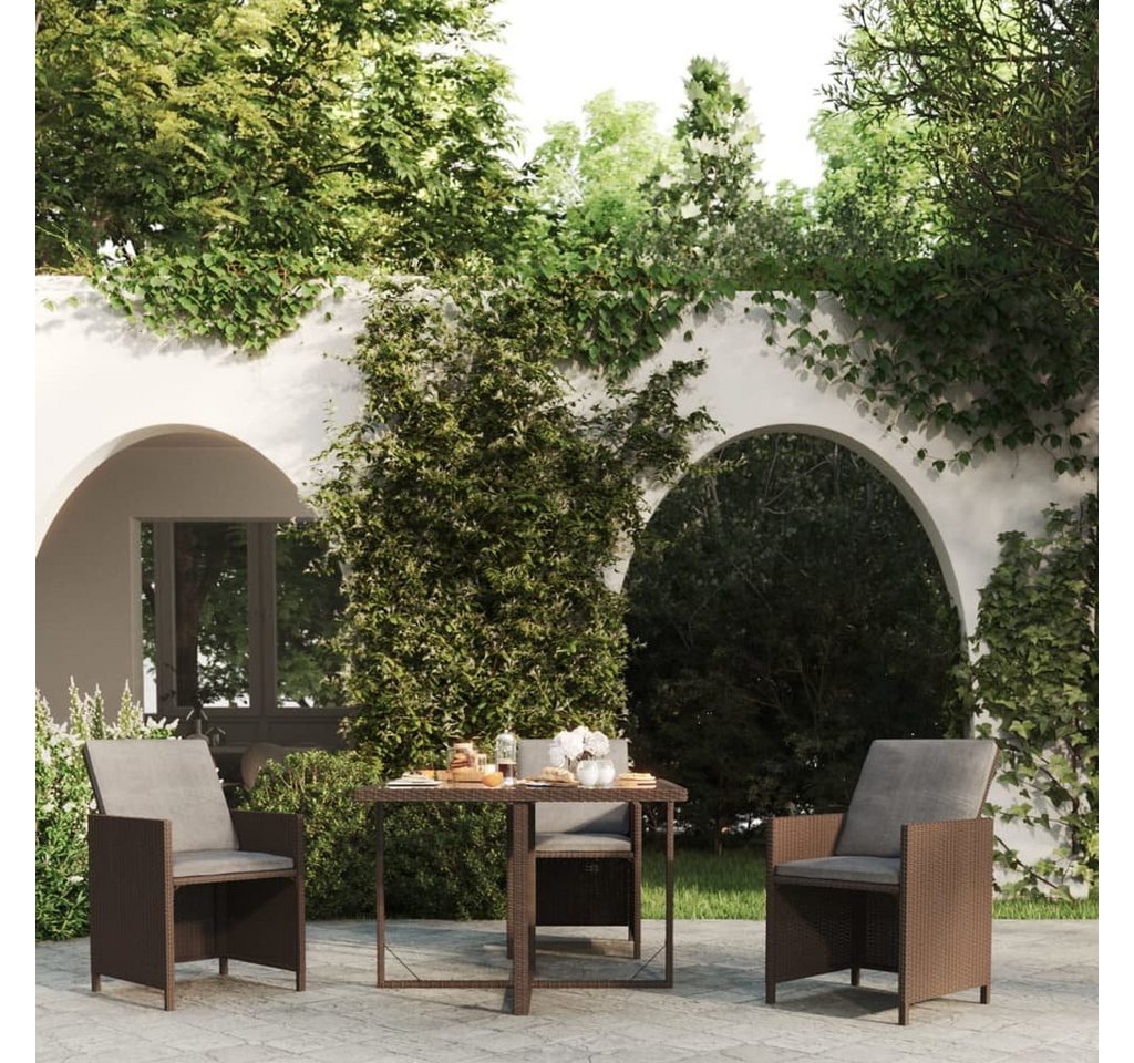 furnicato Gartentisch Braun 109x107x74 cm Poly Rattan und Glas von furnicato