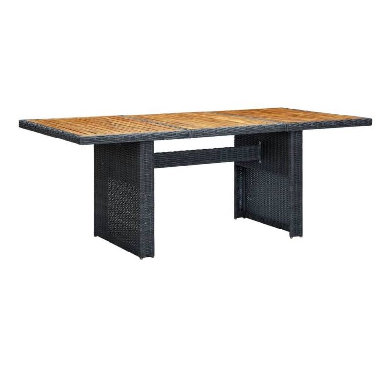 furnicato Gartentisch Dunkelgrau Poly Rattan und Massivholz (1-St) von furnicato
