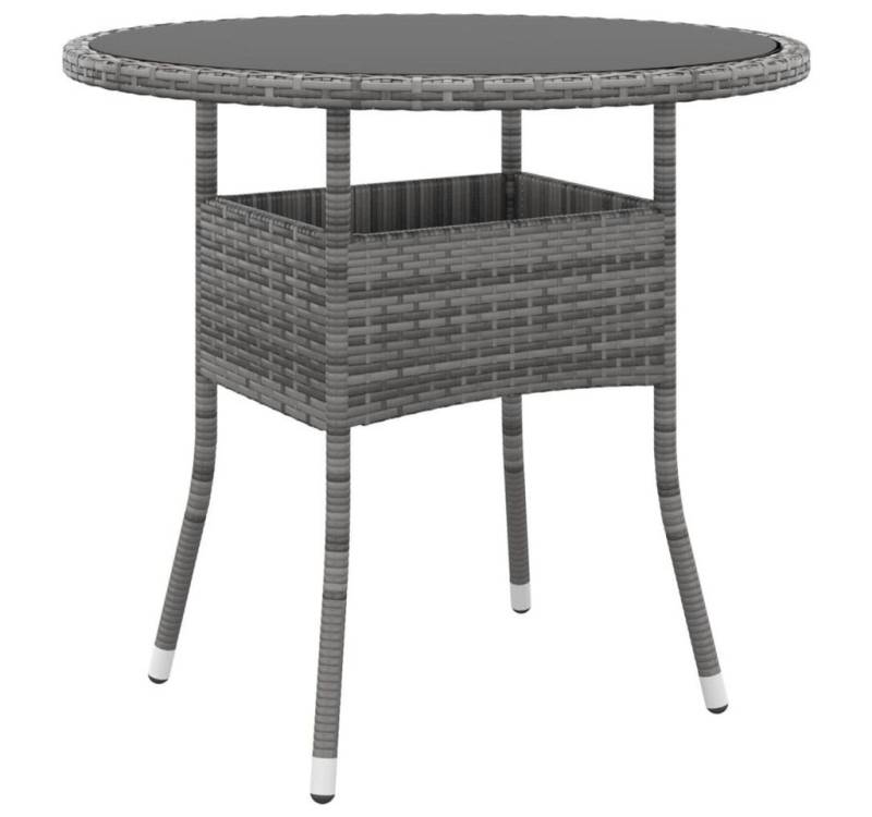 furnicato Gartentisch Ø80x75 cm Hartglas und Poly Rattan Grau (1-St) furnicato Gartentisch Ø80x75 cm Hartglas und Poly Rattan Grau (1-St) von furnicato