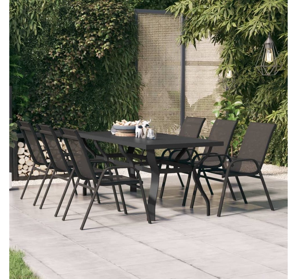 furnicato Gartentisch Schwarz 180x80x70 cm Stahl und Glas von furnicato