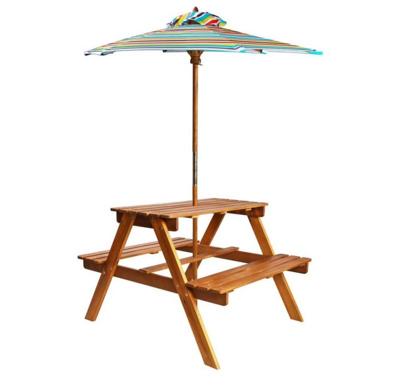 furnicato Gartentisch Kinder-Picknicktisch Sonnenschirm 79x90x60cm Massivholz Akazie von furnicato