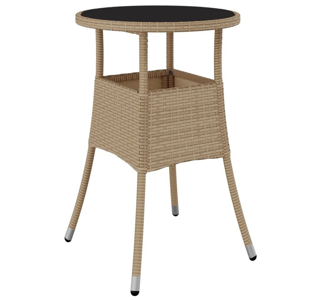 furnicato Gartentisch Ø60x75 cm Hartglas und Poly Rattan Beige (1-St) von furnicato