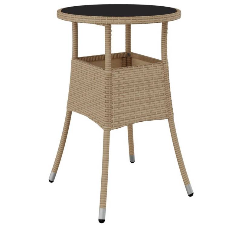 furnicato Gartentisch Ø60x75 cm Hartglas und Poly Rattan Beige (1-St) von furnicato