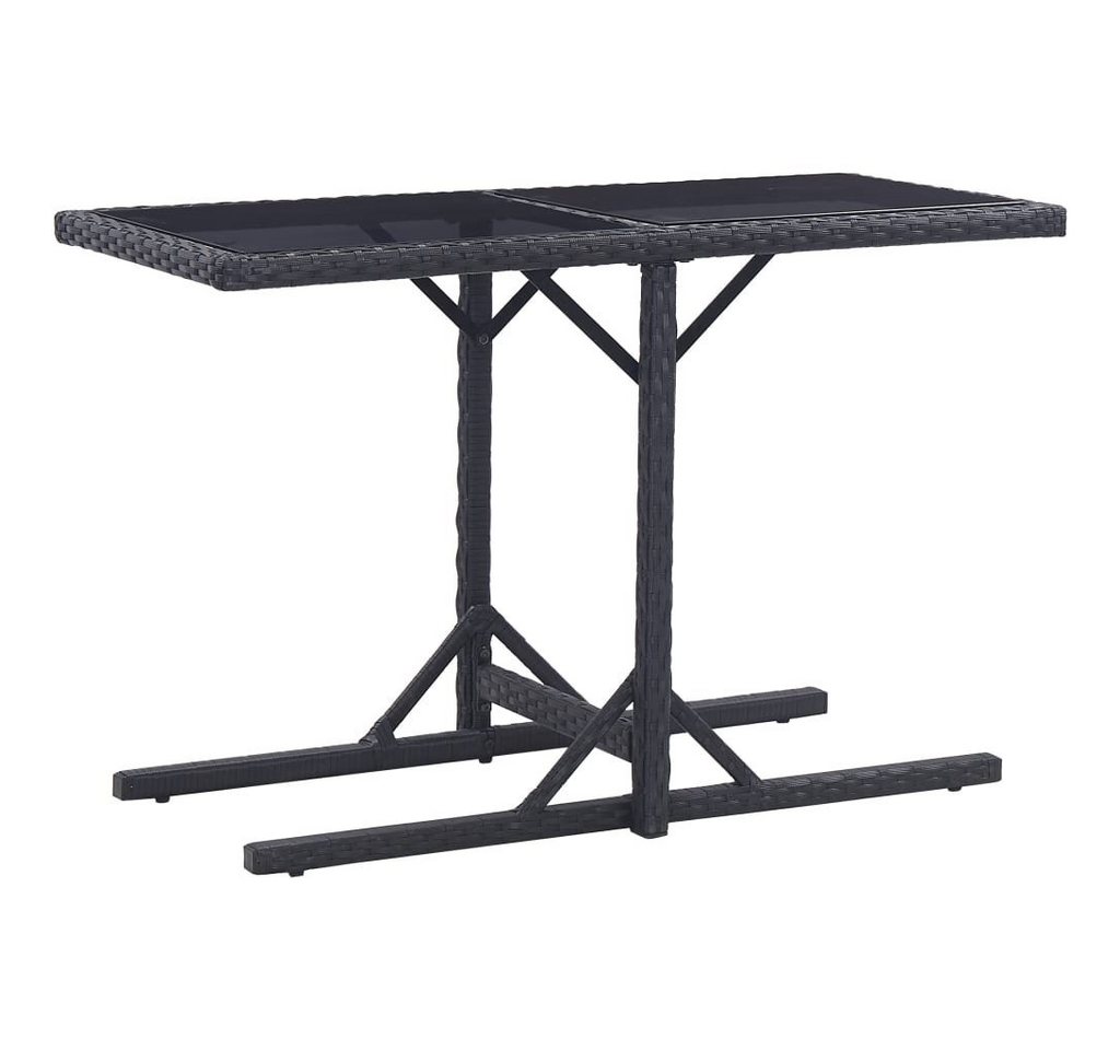 furnicato Gartentisch Schwarz 110x53x72 cm Glas und Poly Rattan (1-St) von furnicato