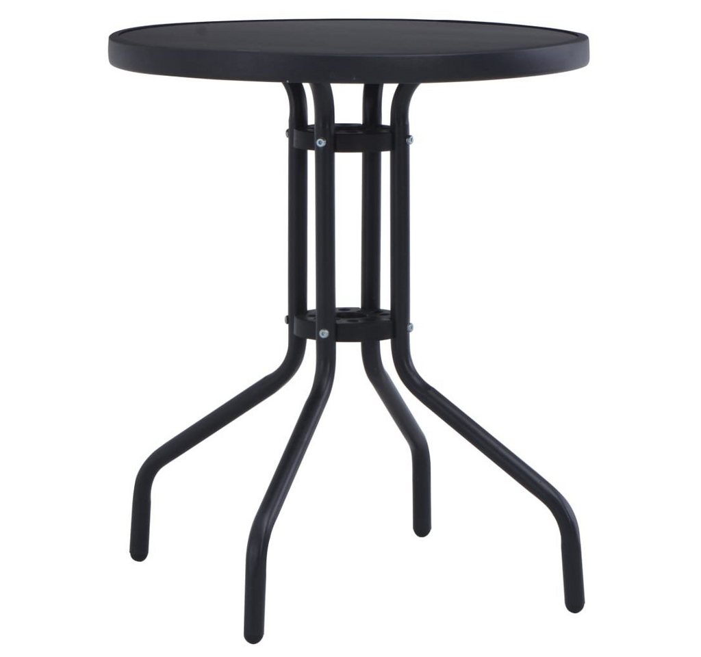 furnicato Gartentisch Schwarz 80 cm Stahl und Glas (1-St) von furnicato