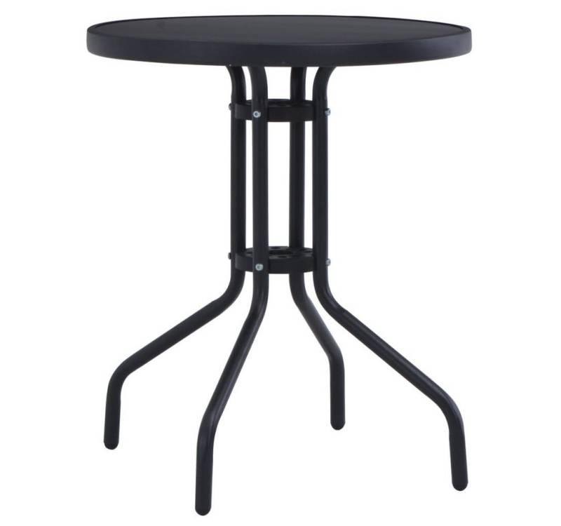 furnicato Gartentisch Schwarz 80 cm Stahl und Glas (1-St) von furnicato