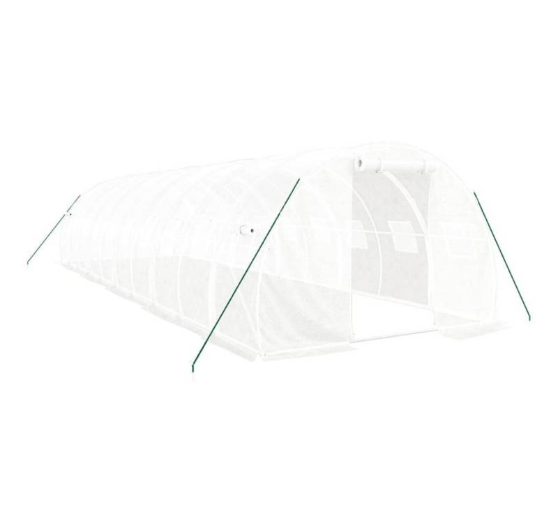 furnicato Gewächshaus mit Stahlrahmen Weiß 30 m² 10x3x2 m von furnicato