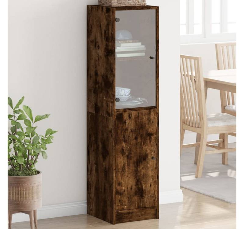 furnicato Highboard mit Glastür Räuchereiche 35x37x142 cm (1 St) von furnicato