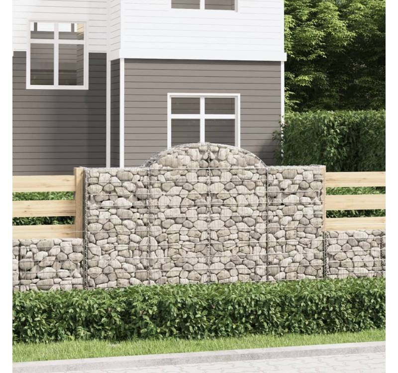 furnicato Hochbeet Gabionen mit Hochbogen 12Stk. 200x30x120/140cm Verzinktes Eisen von furnicato