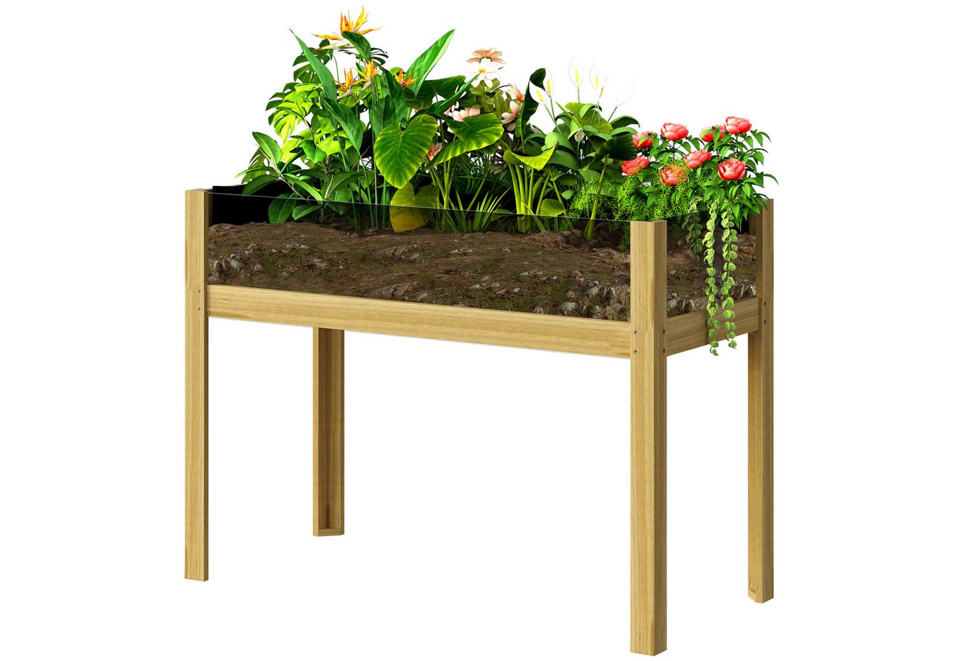 furnicato Hochbeet Holz-Pflanzbox mit Acrylplatten, 110x50x80 cm von furnicato