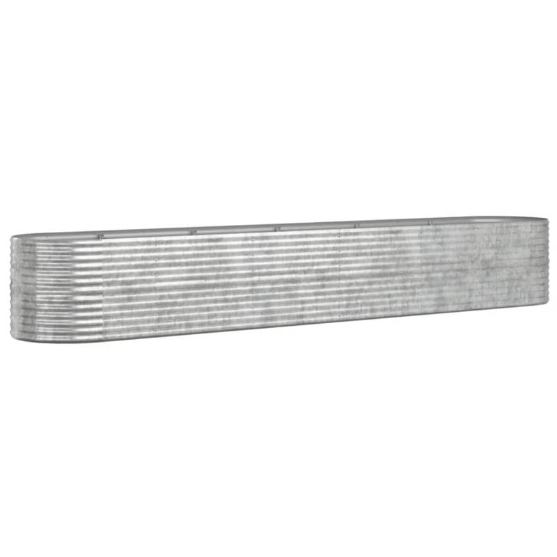 furnicato Hochbeet Pulverbeschichteter Stahl 440x80x68 cm Silbern von furnicato