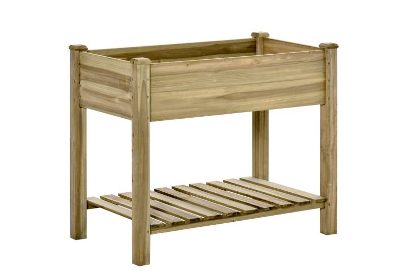 furnicato Hochbeet Holz mit Regal, Ablauflöcher, 91x51x76 cm, Grün von furnicato