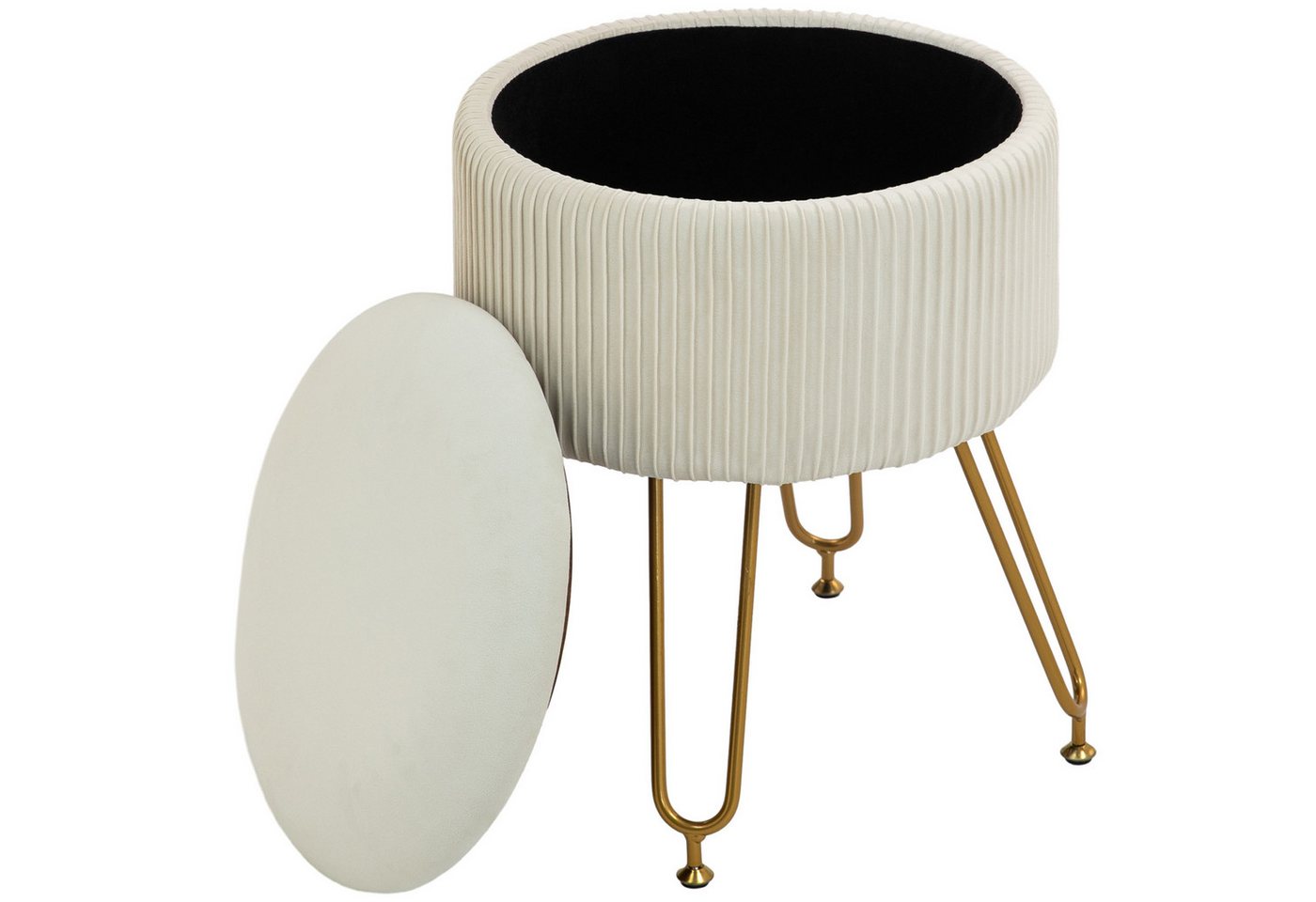 furnicato Hocker 2-in-1-Aufbewahrungshocker mit Metallbeinen, runder Fußhocker für Wo (1 St) von furnicato