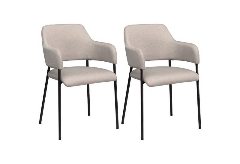 furnicato Hocker Esszimmerstühle, 2er-Set, bequem, Leinenoptik, Metallrahmen, bis 120 (1 St) von furnicato