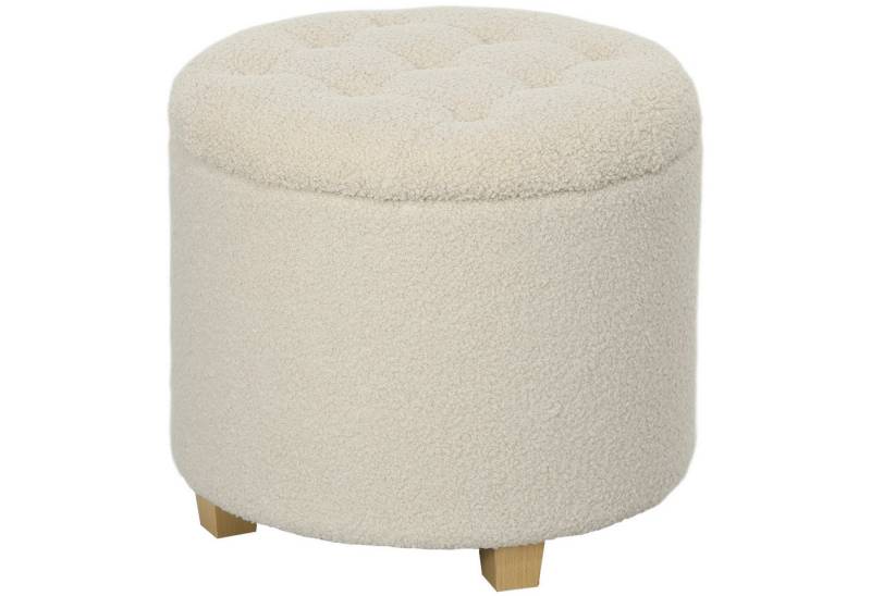 furnicato Hocker Runder Sitzhocker mit Stauraum, Holzbeinen, Cremeweiß (1 St) von furnicato