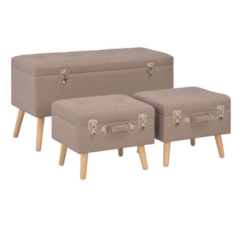 furnicato Hocker mit Stauraum 3 Stk. Braun Stoff (1 St) von furnicato