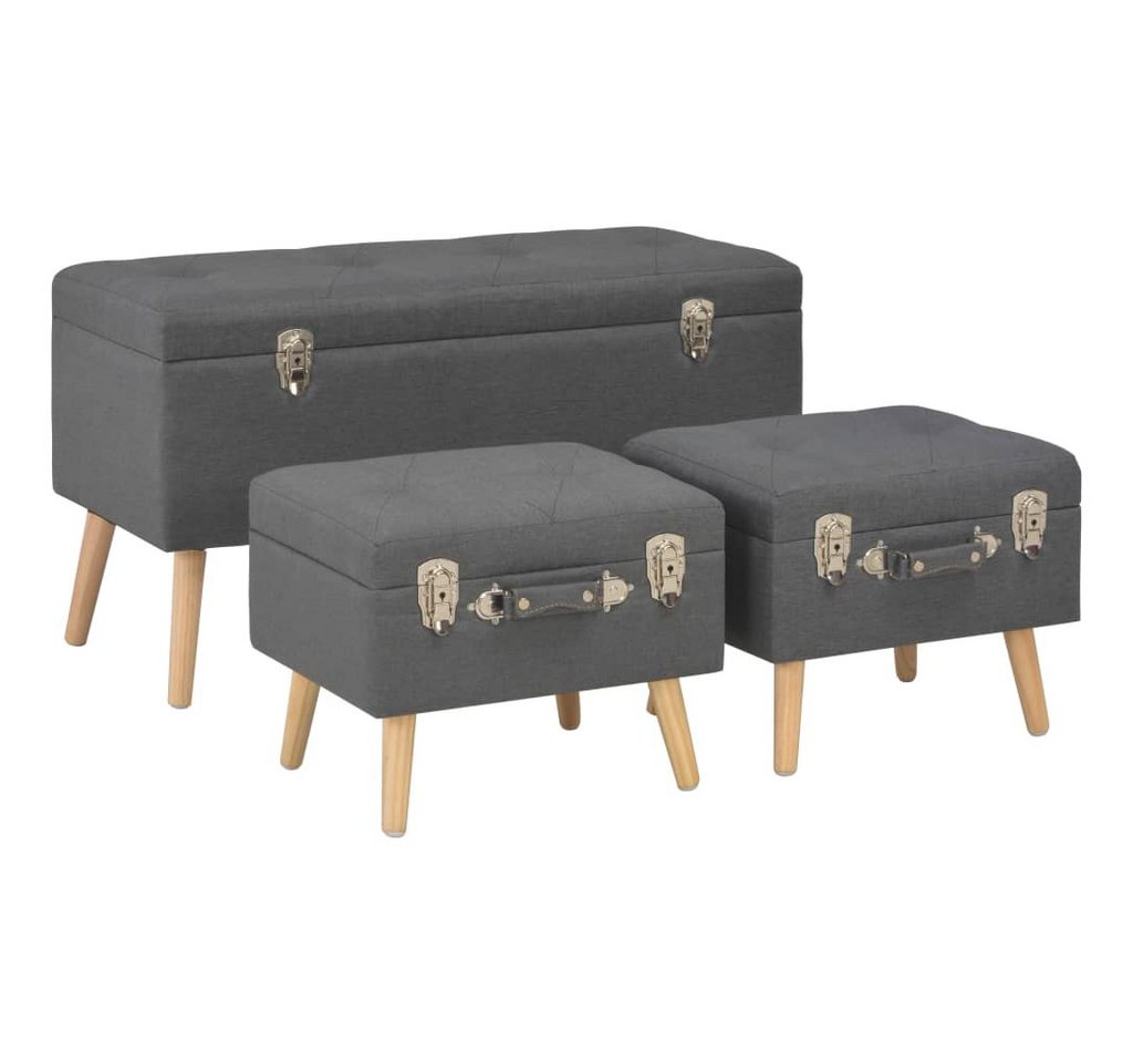 furnicato Hocker mit Stauraum 3 Stk. Dunkelgrau Stoff (1 St) von furnicato
