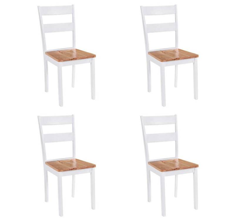 furnicato Holzstuhl Esszimmerstühle 4 Stk. Weiß Massivholz Gummibaum (1 St) von furnicato