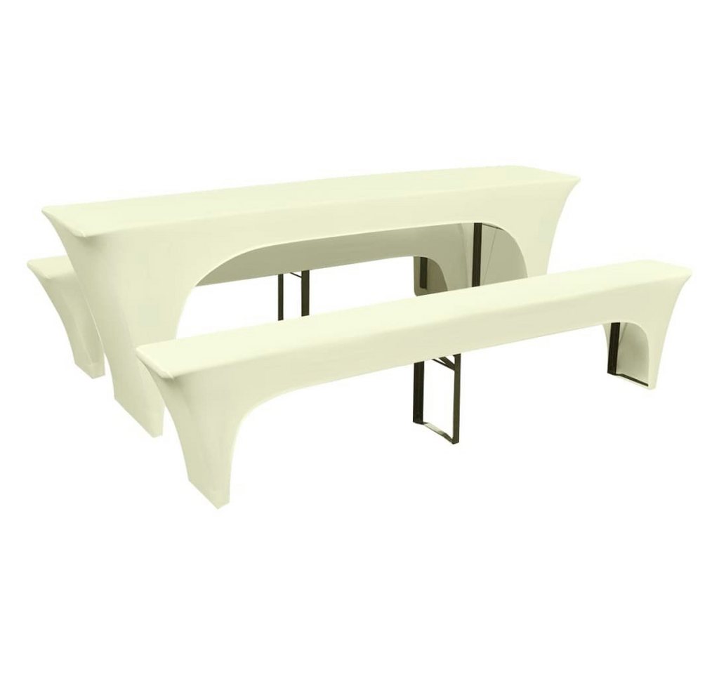 furnicato Hussen-Set Dreiteiliges Schonbezug-Set für Biertisch/Bänke Stretch Creme von furnicato