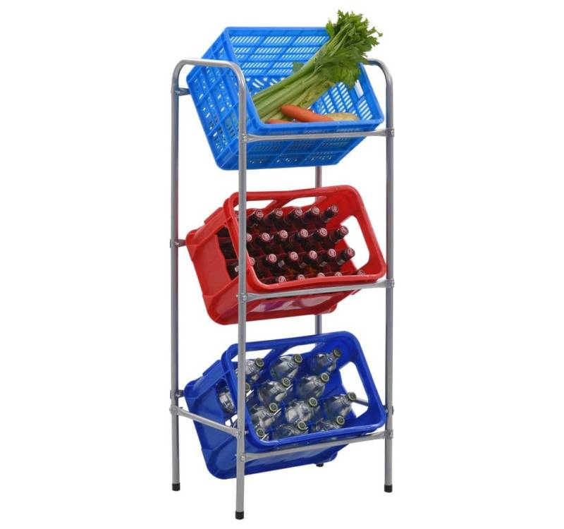 furnicato Kastenständer Kistenregal für 3 Kisten Silbern 50x33x116 cm Stahl, 1-tlg. furnicato Kastenständer Kistenregal für 3 Kisten Silbern 50x33x116 cm Stahl, 1-tlg. von furnicato